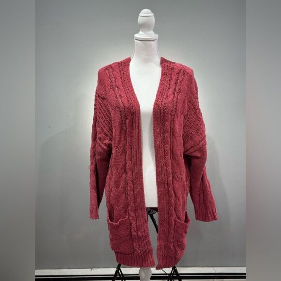 CLEARANCE! Pink Love Tree Cozy Open Cardigan Size M EUC - Picture 1 of 5